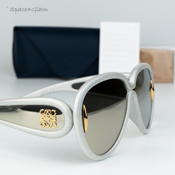 Loewe Women Sunglasses White Gold Mirror Pilot LW40132I 24C NEW AUTHENTIC - Picture 4 of 9